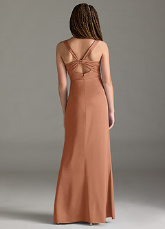 Azazie Mero Junior Bronzer Mermaid Pleated Stretch Satin Dress image5
