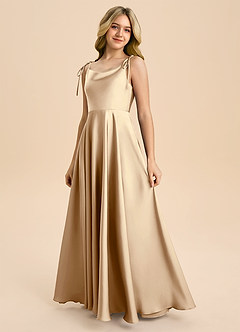 Azazie Popsy Junior Linia A Ukłon Satyna elastyczna Długość podłogi Młodsza druhna Sukienka image6