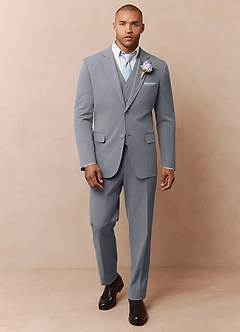 front Savile Gris Traje de tres piezas de mezcla de lana