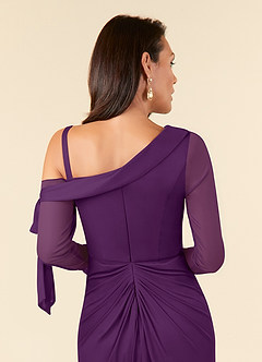 Azazie Marna Mother of the Bride Dresses Grape Sheath One Shoulder Mesh Dress image5