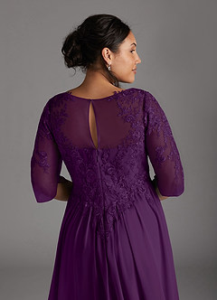 Azazie Mirielle vestidos de madre de la novia Vestido de Uva de Gasa de Corte en A con Encaje Scoop image11