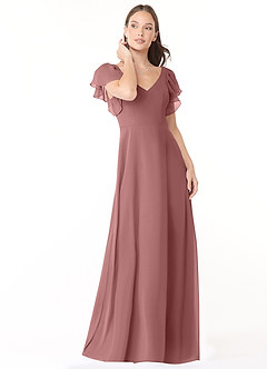 Azazie Syenna Bridesmaid Dresses Desert Rose A-Line Ruched Chiffon Dress image1