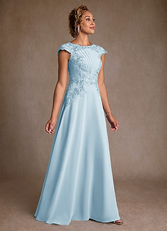 Azazie Christi vestidos de madre de la novia Vestido de Azul Cielo de Gasa de Corte en A con Encaje image3