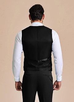 front James Black Structured Stretch Suit Vest