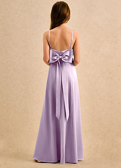 Azazie Chamomile Girls Formal Robe Demoiselle D'honneur Fillette Robe Trapèze en Satin extensible Plissée Frostiges Flieder image5