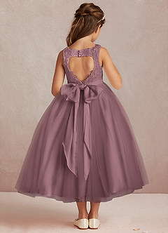Azazie Calla Flower Girl Dresses Vintage Mauve Ball-Gown Lace Tulle Dress image3