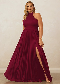 Christian Siriano Bridal for Azazie 1007 Bridesmaid Dresses Burgundy A-Line Pleated Stretch Satin Dress image8