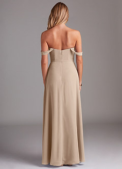 Azazie Aaron Bridesmaid Dresses Taupe A-Line Off the Shoulder Chiffon Convertible Dress image3
