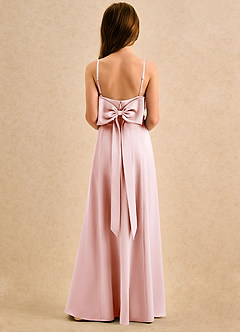 Azazie Chamomile Girls Formal vestidos de niña de las flores Vestido de Rosa Rubor de Satén Elástico de Corte en A con Plisado image5