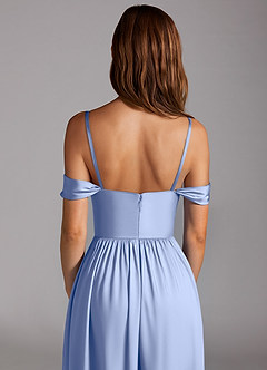 Azazie Calianna Bridesmaid Dresses Ice A-Line Off the Shoulder Stretch Satin Convertible Dress image5