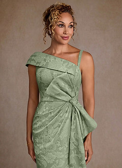 Azazie Hampton vestidos de madre de la novia Vestido de Salvia Polvorienta de Devorado Floral de Corte Sirena con Hombro unilateral image4