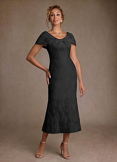 Azazie Aguilas Mère de la mariée Robes Robe Sirène en Jacquard Floral Épaule décolletée Jacquard Noir image1