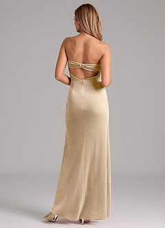 Azazie Leonis Bridesmaid Dresses Champagne Mermaid Strapless Velvet Dress image2