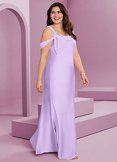 Barbie ♥ Azazie Bridesmaid Dresses Lilac Sheath Pleated Stretch Satin Dress image3