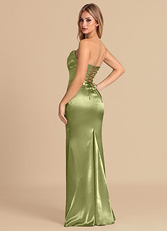 Azazie Sorrel Bridesmaid Dresses Pistachio Mermaid Corset Metallic Satin Convertible Dress image6