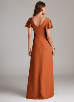 Azazie Soren Bridesmaid Dresses Cinnamon A-Line Ruched Chiffon Dress image2