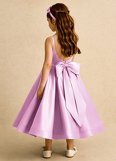 Azazie Babs vestidos de niña de las flores Vestido de Rosa Caramelo de Satin Mate de Princesa con Plisado image1