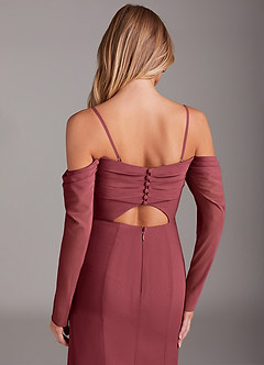 Azazie Hallie Bridesmaid Dresses Merlot Mermaid Long Sleeve Chiffon Dress image6