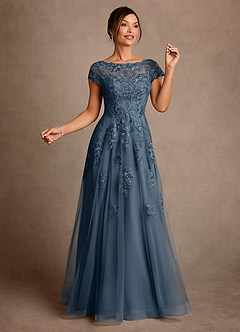 Azazie Jalinda Mother of the Bride Dresses Neptune A-Line Lace Chiffon Dress image3