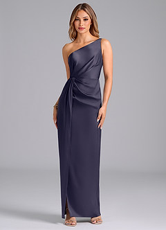 Azazie Naria Brautjungfernkleider Etui One-Shoulder Stretch-Satin Kleid Sturm image1