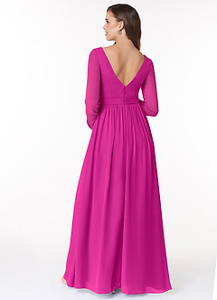 Azazie Teton Zwangerschaps Bruidsmeisjekleding A-Lijn Lange mouw Chiffon Vloerlengte Jurk image2