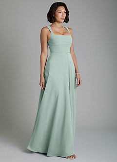 Azazie Azaria Bridesmaid Dresses Agave A-Line Corset Chiffon Dress image4