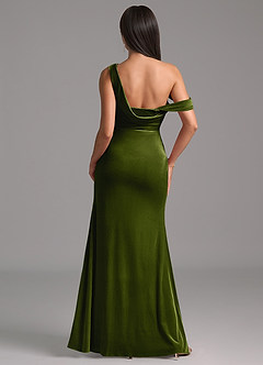 Azazie Madelyn Bridesmaid Dresses Olive Sheath One Shoulder Velvet Dress image6