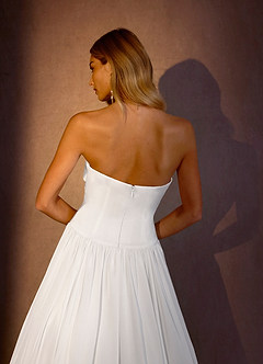 Azazie Brit Wedding Dresses Diamond White Ball-Gown Strapless Stretch Satin Dress image6