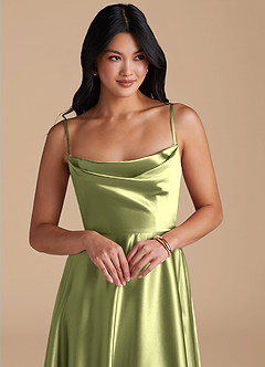 Azazie Elle Vestidos de madrinha de casamento Vestir Pistache de Cetim Metálico de Linha A com com bolsos image3