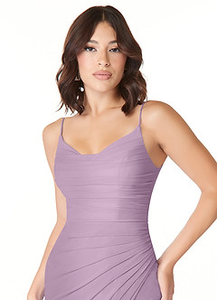 Azazie Deandra Bridesmaid Dresses Wisteria Mermaid Pleated Mesh Dress image5