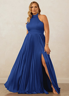 Christian Siriano Bridal for Azazie 1007 Bridesmaid Dresses Royal Blue A-Line Pleated Stretch Satin Dress image7