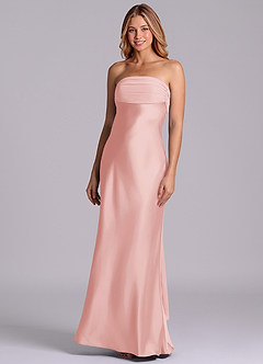 Azazie Ailanie Bridesmaid Dresses Powder Pink Sheath Strapless Stretch Satin Dress image1