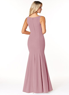 Azazie Rogue Final Sale Vintage Mauve Mermaid Scoop Side Slit Stretch Crepe Dress image2