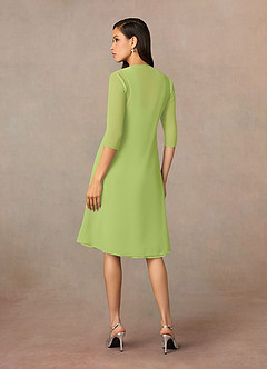 Azazie Olivia Final Sale Pear A-Line Square Neckline Pleated Chiffon Dress image4