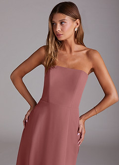 Azazie Wren Brautjungfernkleider A-Linie Schulterfrei Chiffon Kleid Amethyst image5