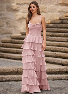 Rhythm Rosa Cipria Abito da ballo a trapezio con volant image4