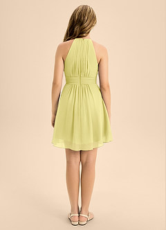 Azazie Bonnie Junior Lemon Sorbet A-Line Pleated Chiffon Dress image2