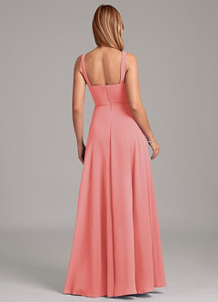Azazie Shaude Bridesmaid Dresses Coral A-Line Pleated Chiffon Dress image2