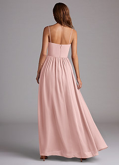Azazie Calianna Bridesmaid Dresses Powder Pink A-Line Off the Shoulder Chiffon Convertible Dress image5