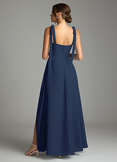 Azazie Debra Bridesmaid Dresses Dark Navy A-Line with Pockets Chiffon Convertible Dress image10