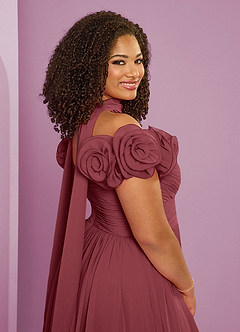Barbie ♥ Azazie Bridesmaid Dresses Merlot A-Line Off the Shoulder Chiffon Convertible Dress image11