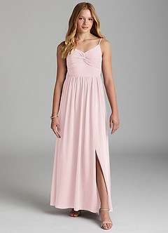 Azazie Zeya Junior A-Linie Chiffon Kleid Zartrosa image3