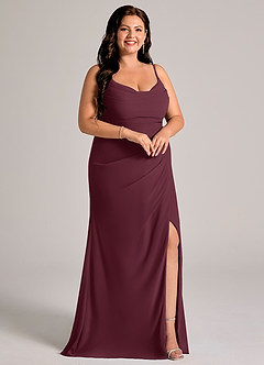 Azazie Deandra Bridesmaid Dresses Cabernet Mermaid Pleated Chiffon Dress image10
