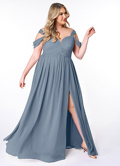 Azazie Lianne Bridesmaid Dresses Twilight A-Line Off the Shoulder Chiffon Dress image10