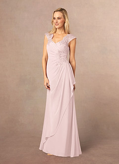 Azazie Gladys Mother of the Bride Dresses Blushing Pink A-Line Queen Anne Lace Chiffon Dress image3