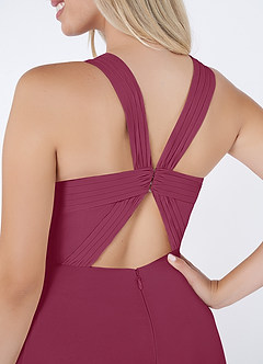 Azazie Jane Final Sale Mulberry A-Line V-Neck Pleated Chiffon Dress image5