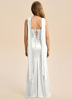 Azazie Sorrel Junior White Mermaid Ruched Stretch Satin Dress image2