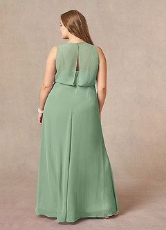 Azazie Marchioness Mother of the Bride Dresses Matcha A-Line Scoop Pleated Chiffon Dress image8