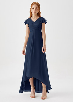 Azazie Breanne Junior Dark Navy A-Line Chiffon Dress image4