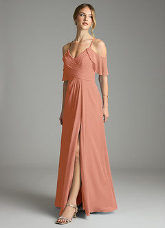 Azazie Dakota Bridesmaid Dresses MAI TAI A-Line V-Neck Pleated Chiffon Dress image4